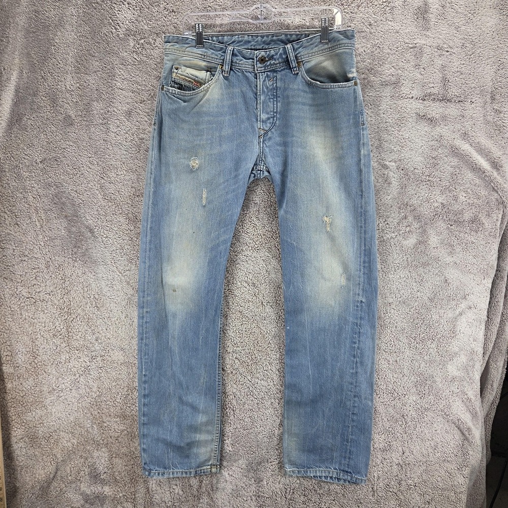 Diesel Jeans Mens 32x32 Blue Waykee Regular Straight Italy Altered Hem 0822C